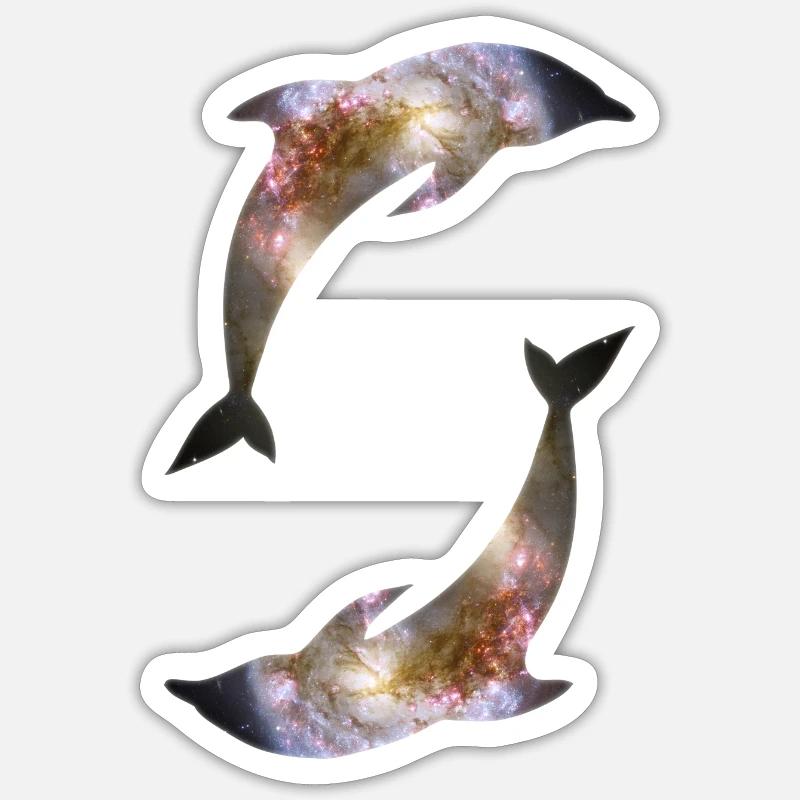 Dolphins Galaxy - Sticker size S (10 x 10 cm) - white matte