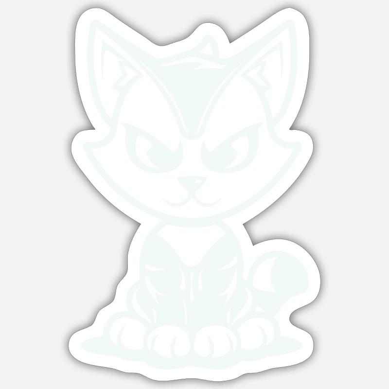 chat - Sticker taille S (10 x 10 cm) - blanc mat