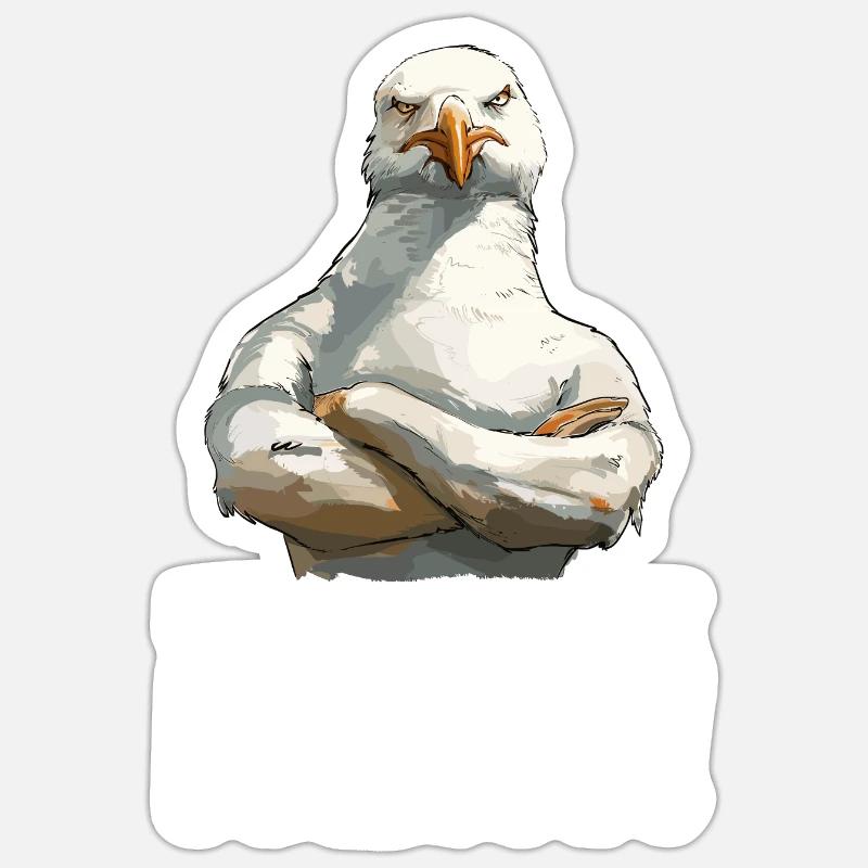 Möwe Seevogel Bevor du fragst Nein - Sticker Größe S (10 x 10 cm) - Mattweiß