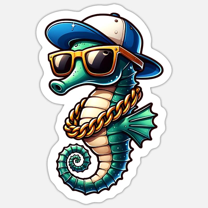Hippocampe Hippocampe - Sticker taille S (10 x 10 cm) - blanc mat