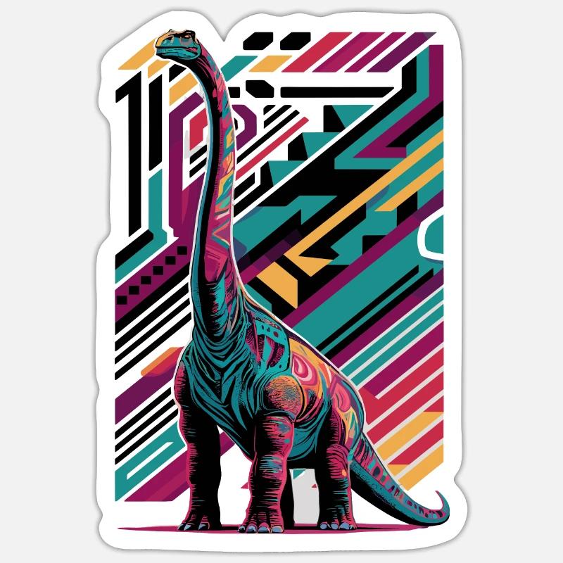 Langhals Brachiosaurus Dinosaurier - Sticker Größe S (10 x 10 cm) - Mattweiß
