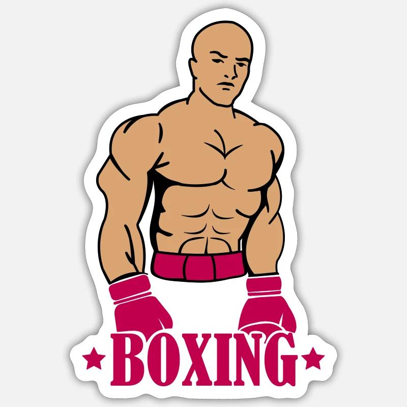 Boxeur de boxe - Sticker taille S (10 x 10 cm) - blanc mat