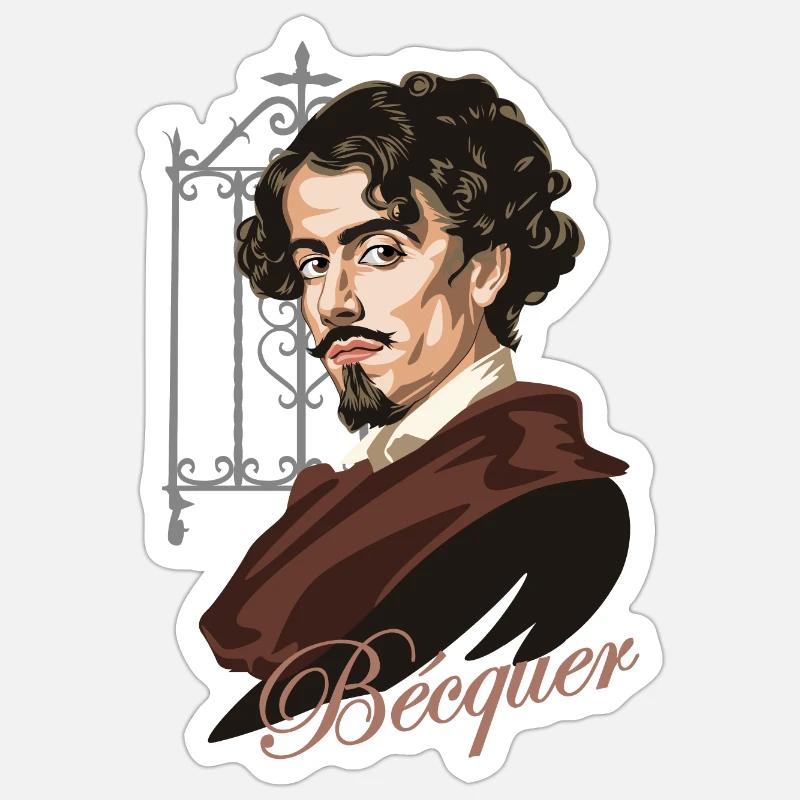 Gustavo Adolfo Bécquer - Sticker Größe S (10 x 10 cm) - Mattweiß