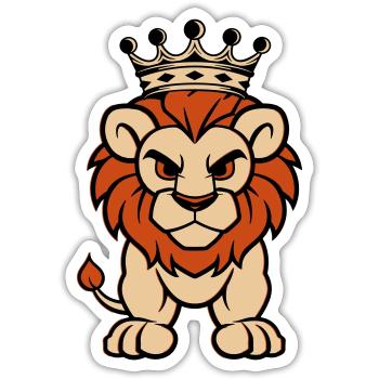 löwe comic krone - Sticker Größe S (10 x 10 cm) - Mattweiß - Vorne