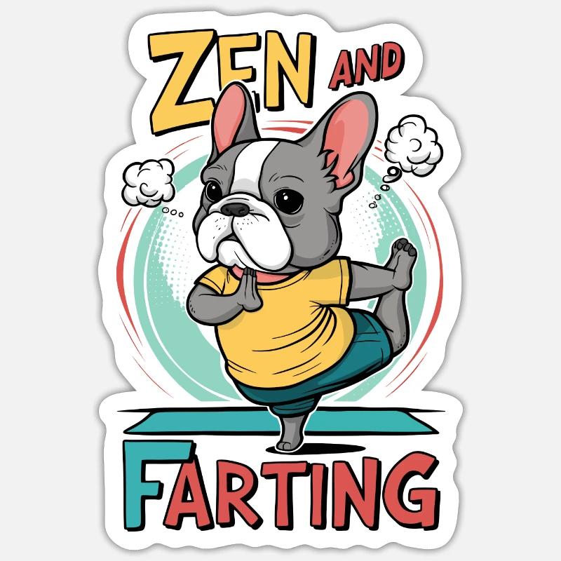 Zen et péter - Sticker taille S (10 x 10 cm) - blanc mat