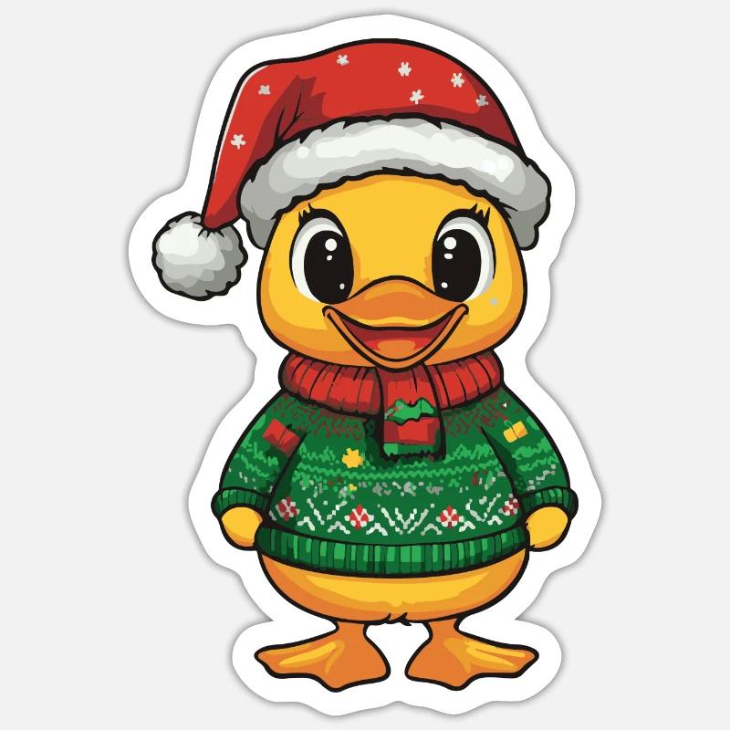 Noël de canard - Sticker taille S (10 x 10 cm) - blanc mat