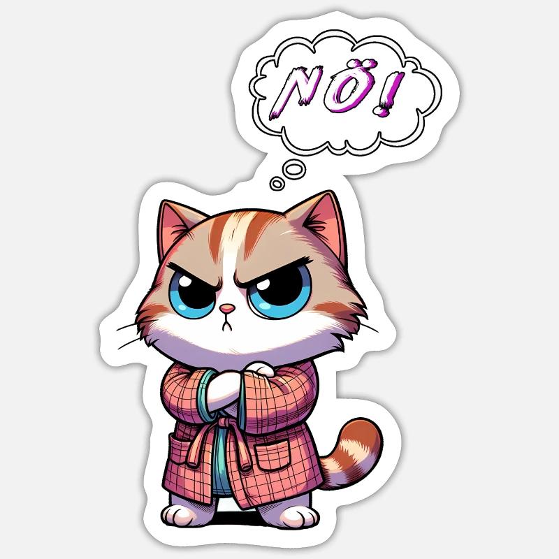 Non, le chat refuse de dire non - Sticker taille S (10 x 10 cm) - blanc mat