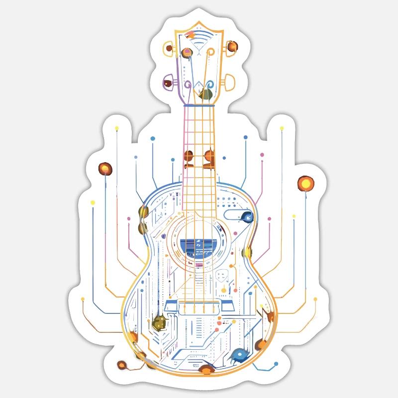 Ukulele Drawing - Sticker size S (10 x 10 cm) - white matte