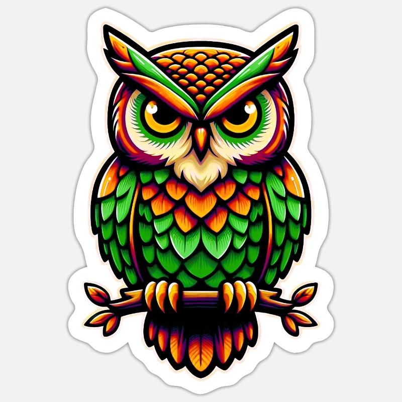 Eule - Sticker Größe S (10 x 10 cm) - Mattweiß