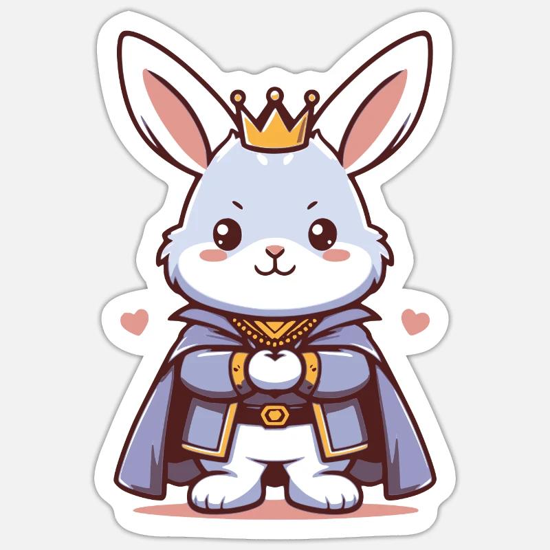 Lapin Roi Duc - Sticker taille S (10 x 10 cm) - blanc mat