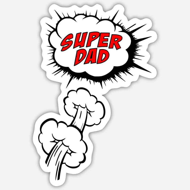 Super dad - Sticker taille S (10 x 10 cm) - blanc mat