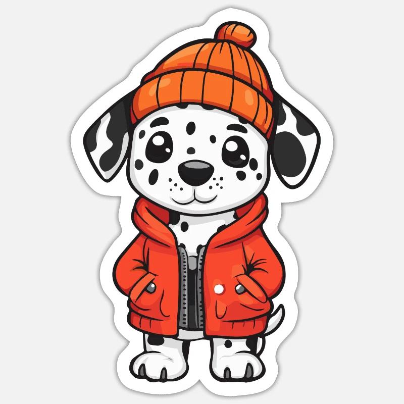 Chien Dalmatien Élégant - Sticker taille S (10 x 10 cm) - blanc mat