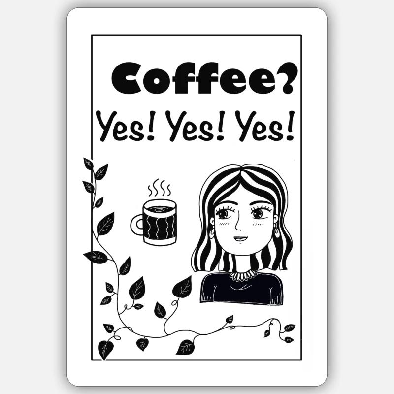 Kaffee bitte - Sticker Größe S (10 x 10 cm) - Mattweiß