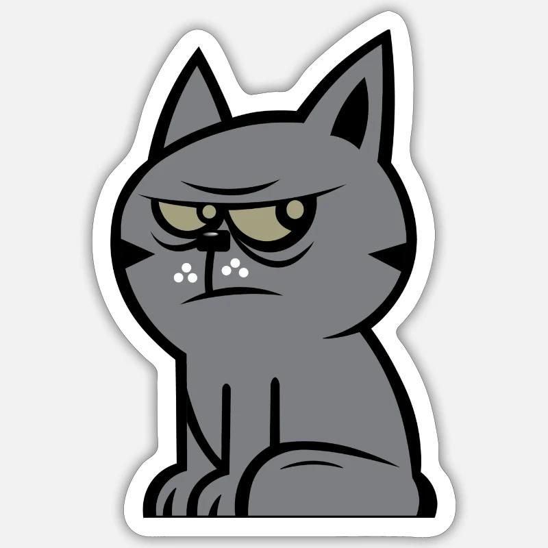 Mauvais chat - Sticker taille S (10 x 10 cm) - blanc mat