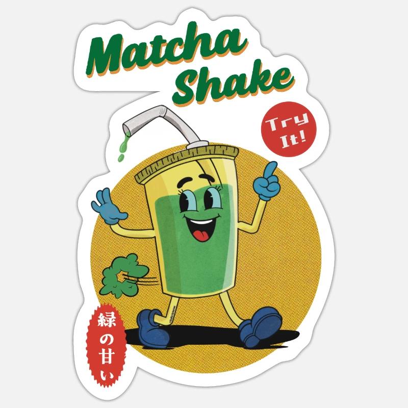 Matcha Shake - Try it! - Sticker Größe S (10 x 10 cm) - Mattweiß