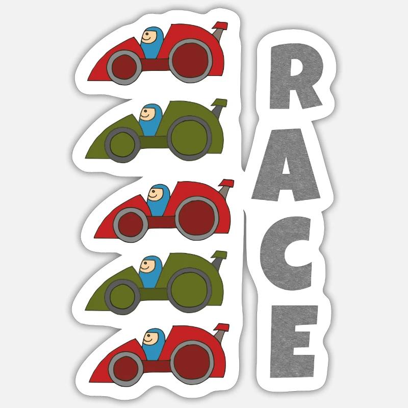 Course de voitures - Sticker taille S (10 x 10 cm) - blanc mat