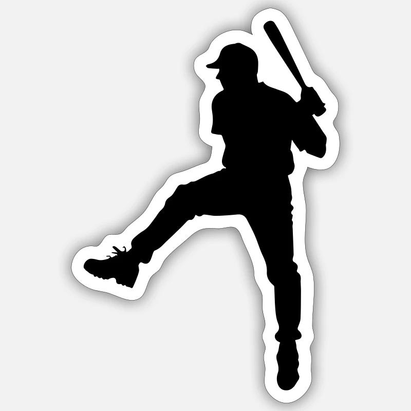 Baseball Player Icon - Sticker Größe S (10 x 10 cm) - Mattweiß