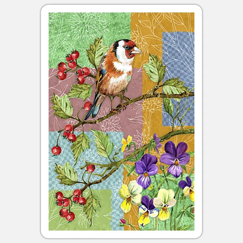 Bunter Vogel - Sticker Größe S (10 x 10 cm) - Mattweiß