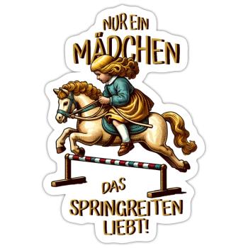 Kinder Springreiten - Sticker Größe S (10 x 10 cm) - Mattweiß - Vorne