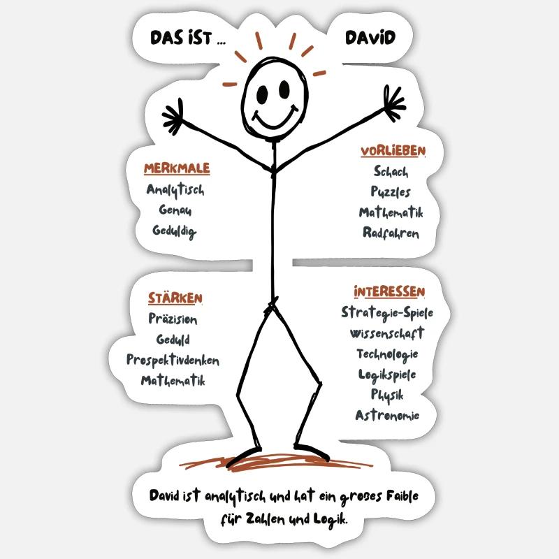 Das ist David - Sticker Größe S (10 x 10 cm) - Mattweiß