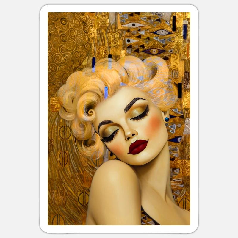 Klimt Poster Marilyn - Sticker Größe S (10 x 10 cm) - Mattweiß