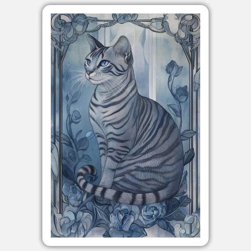 jayfeather häherfeder schöne getigerte Katze grau - Sticker Größe S (10 x 10 cm) - Mattweiß