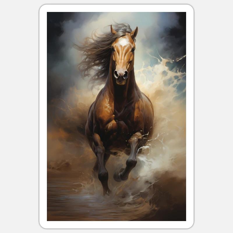 Cheval - Sticker taille S (10 x 10 cm) - blanc mat