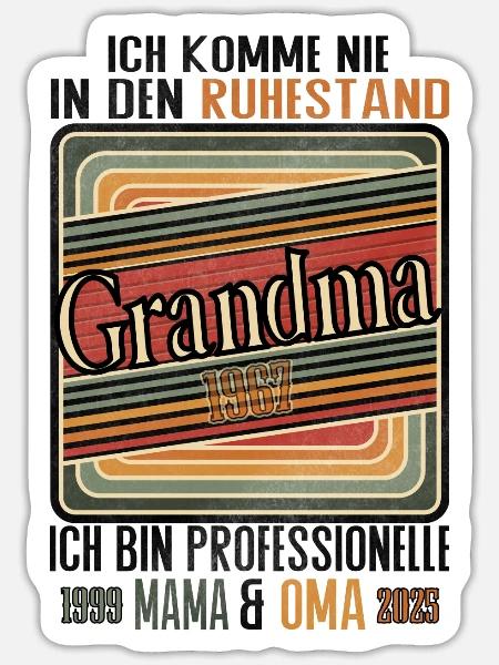 Grandma – Professionelle Mama & Oma - Sticker Größe S (10 x 10 cm) - Mattweiß