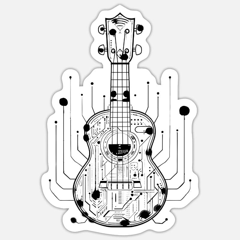 Ukulélé - Sticker taille S (10 x 10 cm) - blanc mat
