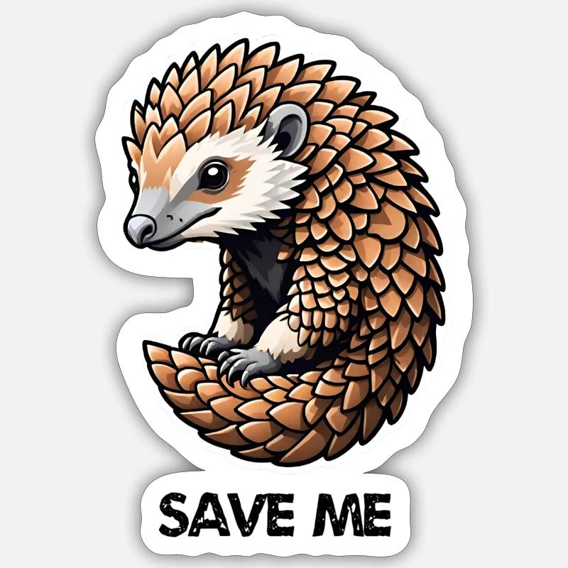 Sauver le pangolin - Sticker taille S (10 x 10 cm) - blanc mat