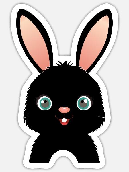 Schwarzes Häschen - Sticker Größe S (10 x 10 cm) - Mattweiß