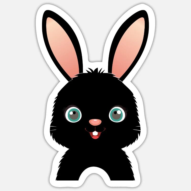 Schwarzes Häschen - Sticker Größe S (10 x 10 cm) - Mattweiß