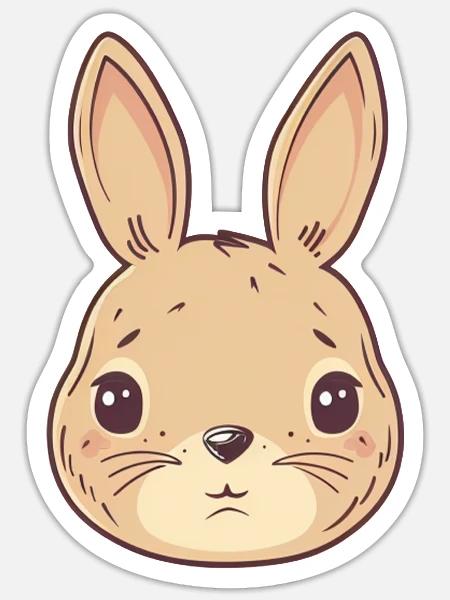 Hasenzahn Hoppelhase Osterhase - Sticker Größe S (10 x 10 cm) - Mattweiß