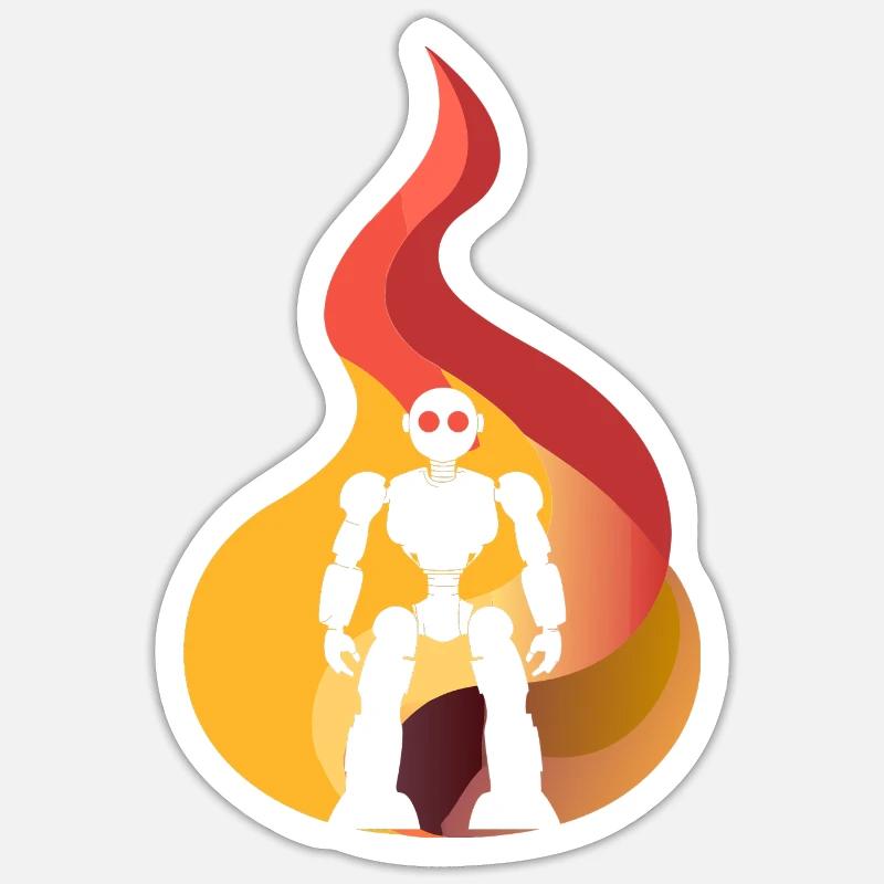 Machine robotique - Sticker taille S (10 x 10 cm) - blanc mat