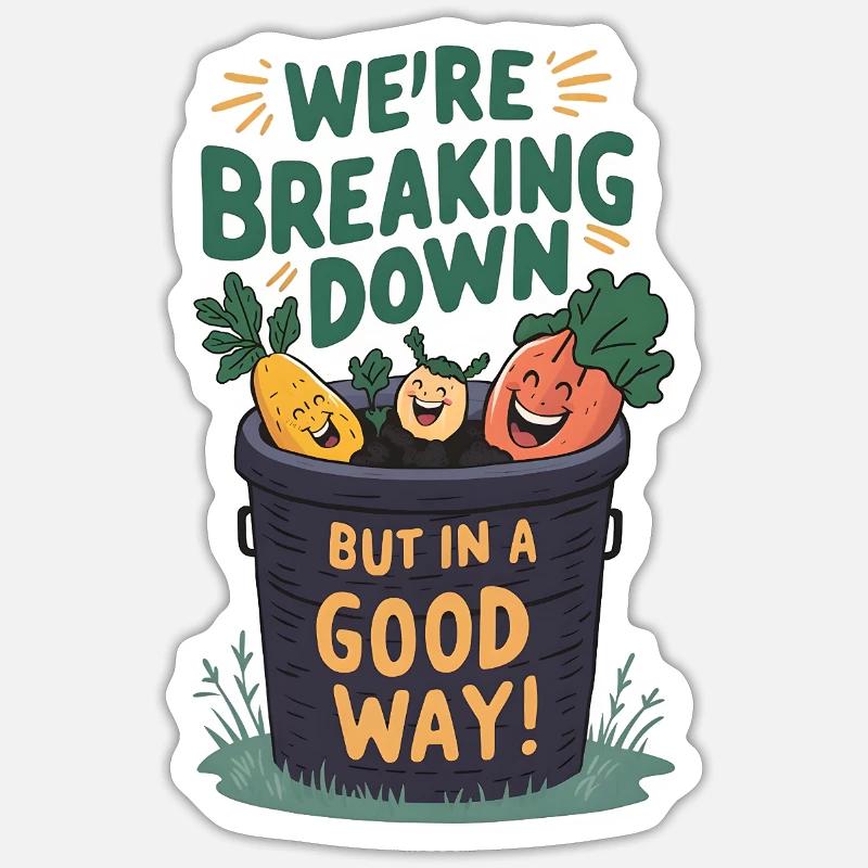 Décomposition du compost - Sticker taille S (10 x 10 cm) - blanc mat