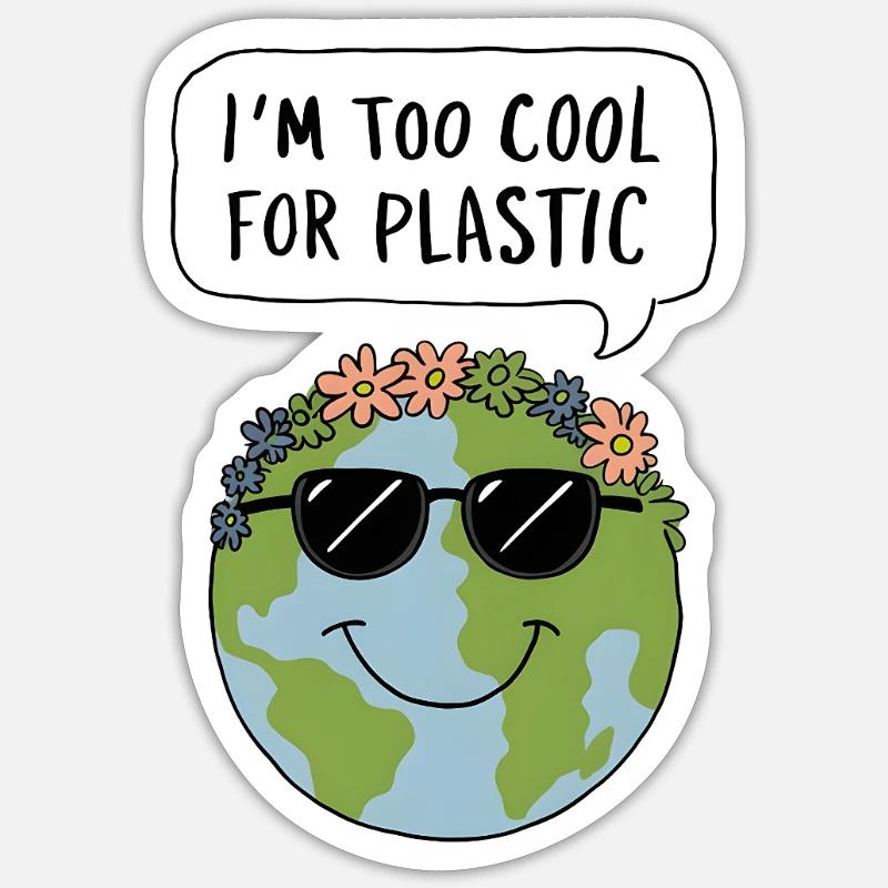 Too Cool for Plastic - Sticker size S (10 x 10 cm) - white matte