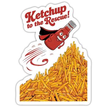 Ketchup to the Rescue - Sticker Größe S (10 x 10 cm) - Mattweiß - Vorne