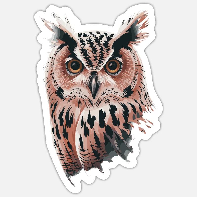 Niedliche Eule Vogel Federn Blumen Muster - Sticker Größe S (10 x 10 cm) - Mattweiß
