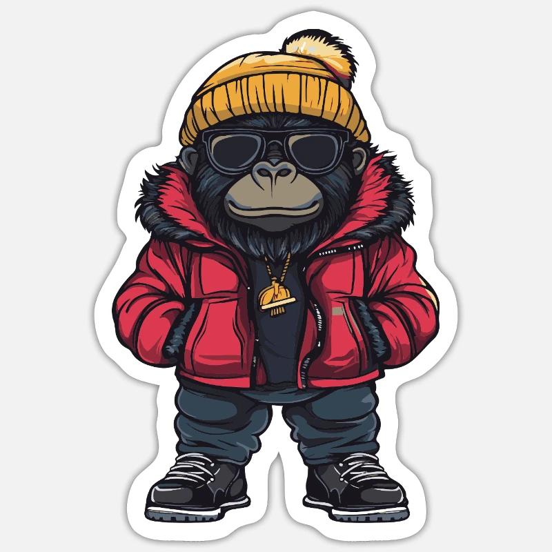 Gorilla Cool Comic - Sticker size S (10 x 10 cm) - white matte