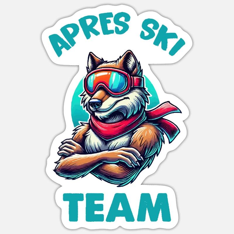 wolf skibrille apres ski - Sticker Größe S (10 x 10 cm) - Mattweiß
