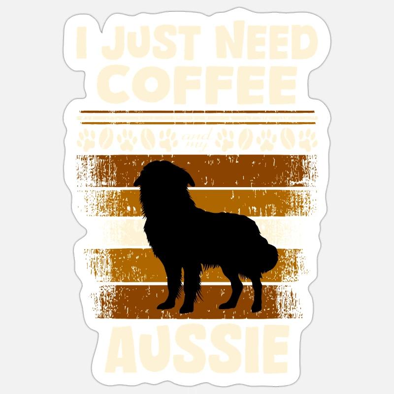 Café Aussie Sheperd - Sticker taille S (10 x 10 cm) - blanc mat