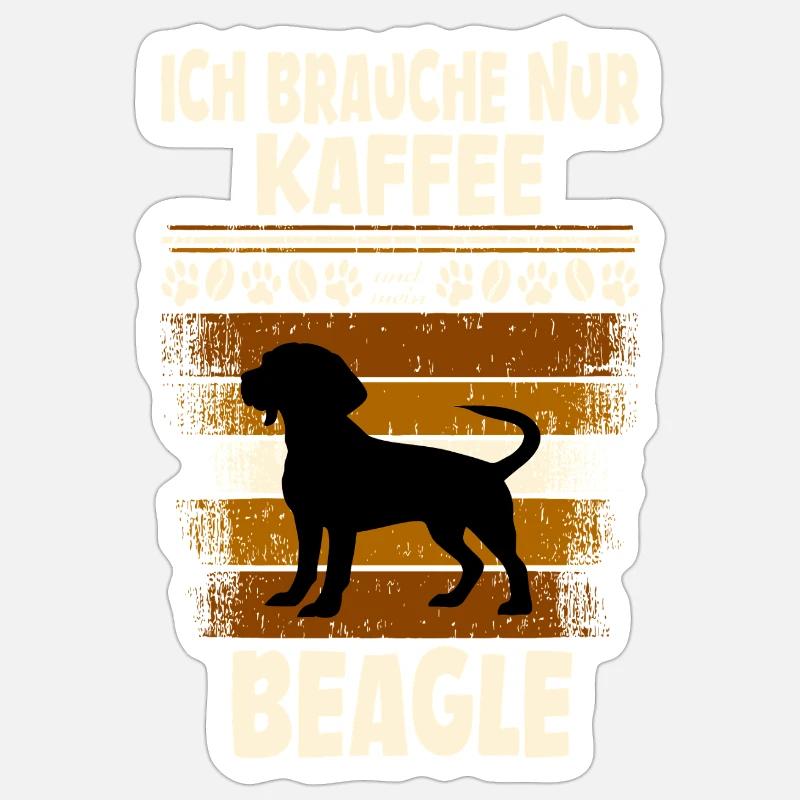 Café Beagle - Sticker taille S (10 x 10 cm) - blanc mat
