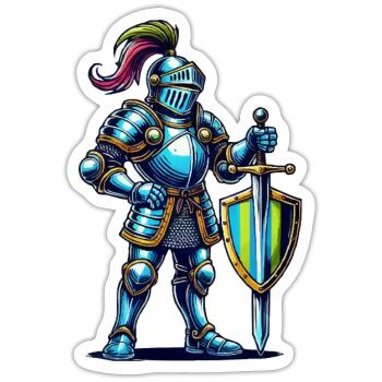 Bande dessinée Knight - Sticker taille S (10 x 10 cm) - blanc mat - Devant