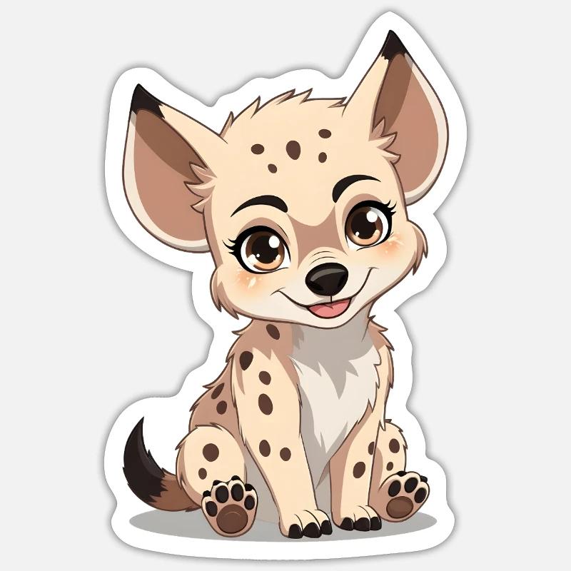 Bébé hyène - Sticker taille S (10 x 10 cm) - blanc mat