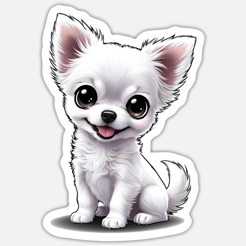 Bébé chihuahua (Puchi) - Sticker taille S (10 x 10 cm) - blanc mat