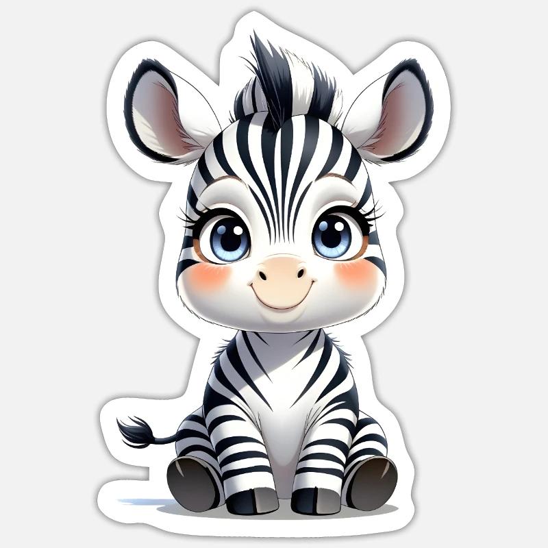 Bébé zèbre - Sticker taille S (10 x 10 cm) - blanc mat