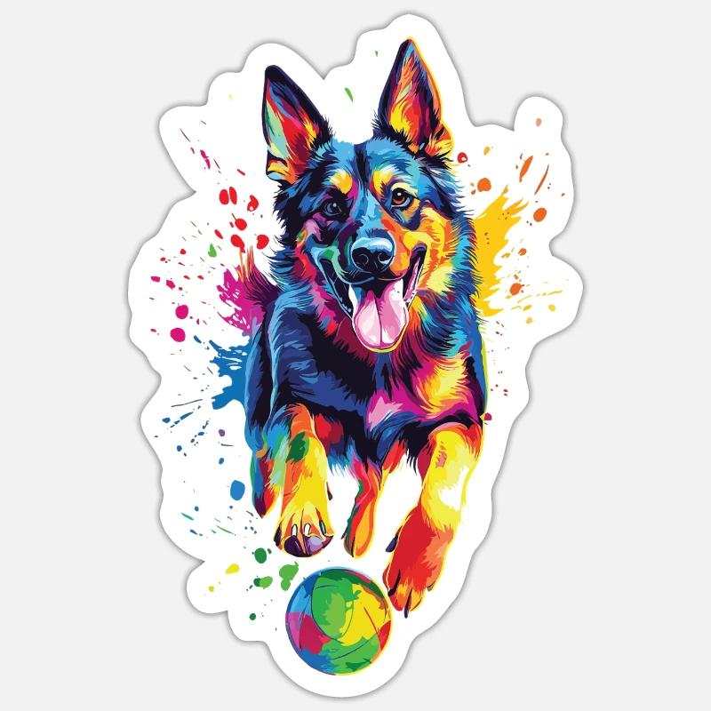 Deutscher Schäferhund - Sticker Größe S (10 x 10 cm) - Mattweiß