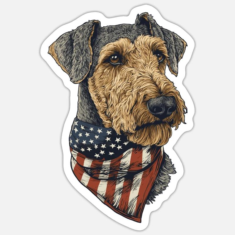 Airedale Terrier - Sticker Größe S (10 x 10 cm) - Mattweiß