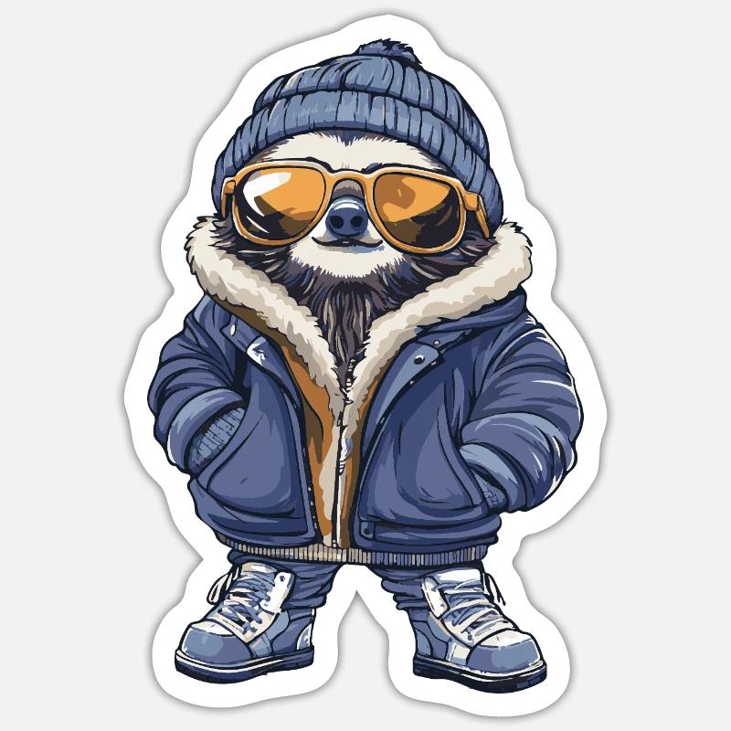 Faultier Cool Comic Sticker Größe S (10 x 10 cm)