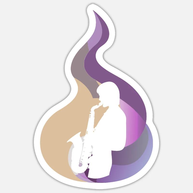 Saxophon Blasmusik - Sticker Größe S (10 x 10 cm) - Mattweiß